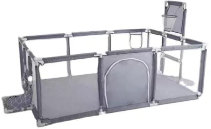 YAZOCO Laufstall Baby 122x182cm Laufgitter Absperrgitter mit atmungsaktivem Netz Schutzgitter Krabbelgitter für Kinder, große Sicherheitsspielplatz Baby Laufstall (Grau 129x190cm)