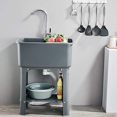 Kunststoff Spültisch,Können Unabhängig Voneinander Bewegt Werden, Für Die Spüle Aus Robustem Kunststoff,Leicht Zu Reinigen,Tragbares Waschbecken,Für Keller, Waschküche, Garten ( Color : B , Size : 60*