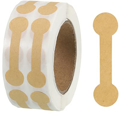 sourcing map 1 Roll Blank Tamper Evident Labels 0.43x 1.65 Inch Adhesive Dumbbell Shape Top Stickers for Coffee Cup, Storage Jar, 500 Count/Roll Brown
