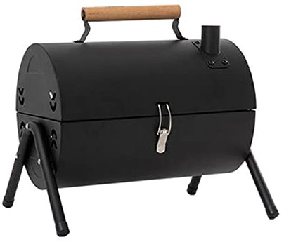 Tragbarer Holzkohlegrill, Tischplatte Outdoor Grill Smoker, Kleiner Grill für Outdoor Kochen Hinterhof Camping Picknick Strand Schwarz Geeignet für 2-4 Personen