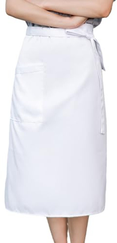 Kochschürze Damen, Kellnerschürze mit Tasche, 68x70cm Vorbinder Schürze Damen, Verstellbare Lang Vorbinder für Restaurants, Cafés, Grillfeste