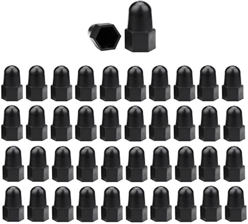 50 Pcs Hex Nut Bolt Covers, Black M12*18 * 40 Bolt Dome Caps Cover, Plastic Higher Dome Bolt Nut Protection Caps Cover for Bolts, Hex Hexagon Screws