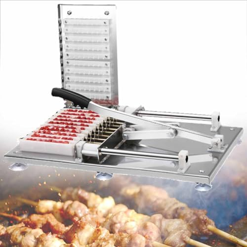 SACLMD Machine Manuelle de Kebab de Mouton,Machine Manuelle de Viande d'usure Rapide de BBQ d'acier Inoxydable,brochette de Viande Doner Kebab Machine brochette d'agneau de Kebab de Mouton