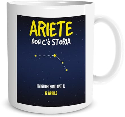 Lol t-shirt Tazza in Ceramica Mug Personalizzata Segno Zodiacale Ariete con Data Personalizzabile - Zodiaco - Oroscopo - Idea Regalo - San Valentino - Compleanno - Natale - Ufficio