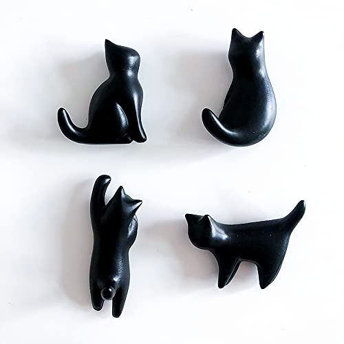 Schwarze Katze Kühlschrankmagnete, 4 Pack niedliche Katze Kühlschrankmagnete Geschenk für Damen Katzenliebhaber Neuheit Butt, 3D kleine Kühlschrankmagnet lustig für Küche Kühlschrank