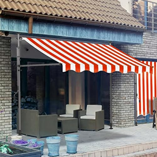 DYUNCZ Markise Balkon Ohne Bohren, Klemmmarkise mit Handkurbel Balkon, Markisen 200/250/300/350/400cm Breit, UV-beständig & Höhenverstellbar, Sonnenschutz Wasserdicht (Color : Rot+Weiß, Size : 250cm)