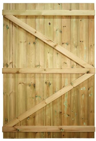 Flat Top Wooden Garden Gate, 6ft x 4ft T&G Semi-Braced Timber Side Door | 180cm High x 120cm Wide, Heavy Duty, Pressure Treated Wood, Paintable/Stainable, Pedestrian Rear Gate, for Side Gate Entrance