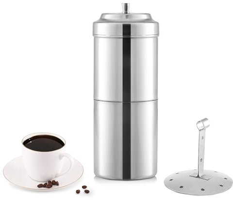KSJONE South Indian Filterkaffeemaschine 200 ml, 2-4 Tassen Edelstahl Kaffeebereiter, Tropfkaffee-Brauer, Madras Kaapi Kappi, Kaffee-Dekoktionsmaschine