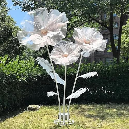 ZEYRU 3 große Kunstblumen, Blumen für die Straße, Hochzeitsbühne, Seidenblumen, Schaufensterdekoration, Garten, Heimdekoration, Hochzeitsdeko, Haut mit 1 Sockel, Blume mit Sockel