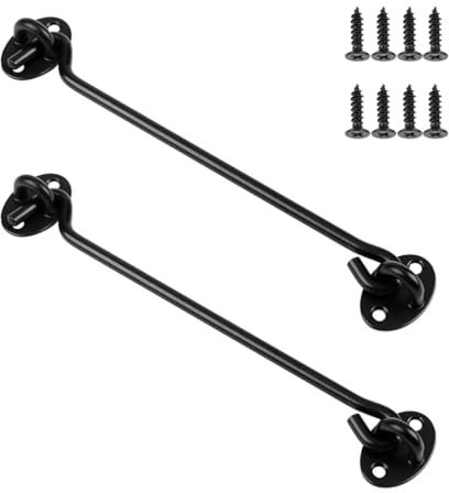 SGERUFZ 2 Pezzi Gancio di Tempesta in Acciaio Inossidabile per Cabina, Serratura a Gancio per Cancello Del Capannone o Porta Del Garage con Viti di Montaggio