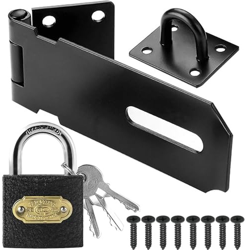 Litensh Cerraduras de Puerta de Acero Inoxidable Pestillo Aldaba con Candado, Broche Aldaba Pestillo de Seguridad Packlock de 7,6 cm, Aldaba Cerradura de Puerta Extra Gruesa Broche Cerradura de