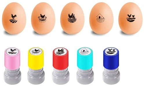 AHANDMAKER 5 Stile Eierstempel Eierstempel Für Frische Eier Mini Eierstempel Zum Selbermachen #4 Einzigartige Designs Eier Zeichenstempel Hühnereier Stempel Für Bauern Und Hühnerbesitzer