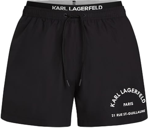 KARL LAGERFELD B.V Rue St Guillame elastiska shorts boardshorts herr badkläder botten svart L, svart, L