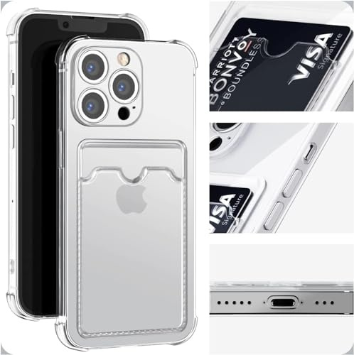 SFthingsss Compatible with iPhone 16 Pro Max Case Shockproof Wallet Case for iPhone 16 Pro Max Case with Card Holder Protective Phone Rubber Bumper Cover for iPhone 16 Pro Max Card Holder Slot Clear