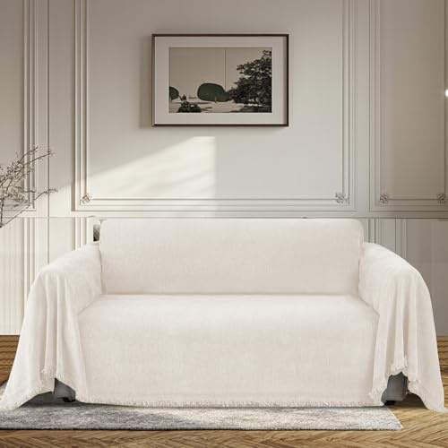 BellaHills Sofa Überzug 2 Sitzer Wasserdicht Sofaüberwurf Kratzschutz Sofa Katze Sofabezug Waschbar Chenille Sofaschoner Schutzdecke Couch Überzug Beige