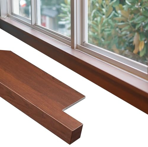 Window Sill Cover Walnut Window Ledge Cover for Wooden Sill, Waterproof Sill Replacement Capping Panels for Plants, Modern Windowsill Protector Board for Bay Remodel(Style2,3.25x29.5in (8x75cm))