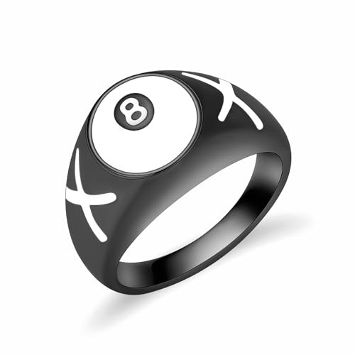 QGJNSGC 8-boll urna ring för aska biljardbollar kremeringsring minnespool bord bollar tur 8 bollar minnessak smycken gåvor för kvinnor män fingerringar för husdjur mänsklig aska smycken, 6#, Metall