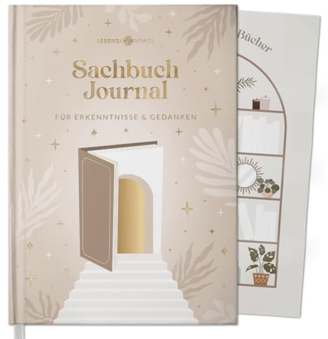 LEBENSKOMPASS Buchclub - Das Lesetagebuch & Sachbuch Journal Vanilla - Hardcover DIN A5 Tagebuch für Erwachsene - Book Reading Bullet Journal Tracker - Booktok