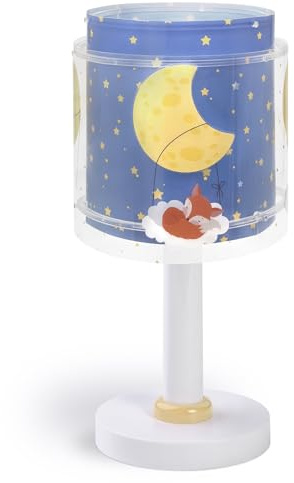 Dalber Kinder Tischlampe Nachttischlampe Nachtlicht Moon Dreams Tiere Wolken Sterne Mond, 76631, G4-4W LED - Glühbirne enthalten, Blau | Nachtlicht; 4W LED; Glühbirne enthalten; Tiere