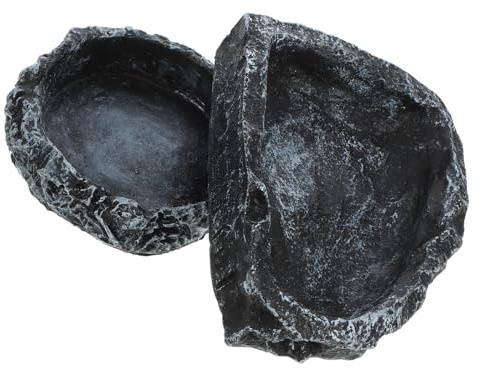 INOOMP 2pcs Bol d'eau en Résine pour Reptiles et Tortues, Distributeur d'eau Rond et Triangulaire Surface Lisse, pour Nourrir et Abreuver Vos Animaux