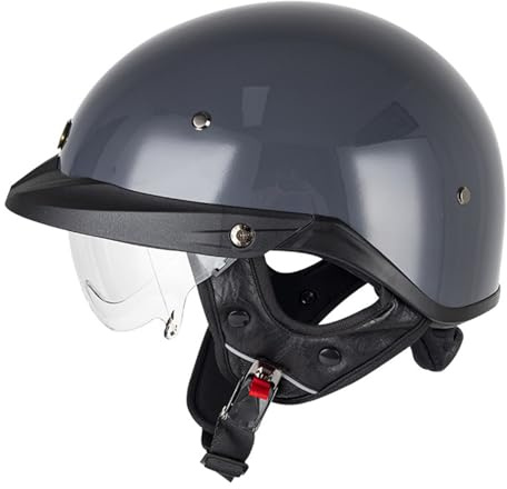 Casques Bols Demi Casque Moto Vintage Homologué ECEDOT Ouvert Casque Moto Jet avec Visière Casque Haute Qualité pour Adultes Hommes Femmes Adapté Au Cyclisme en Extérieur F,XXXL:65-66CM