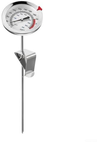 Termometro per olio da cucina con supporto regolabile a clip, temperatura veloce per grigliare e friggere, sonda in acciaio inox resiste ad ambienti ad alto calore (23 cm)
