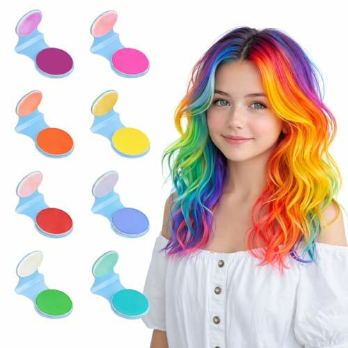 Haarkreide Set, 8 Farben Temporäre Haarkreide Auswaschbar | Mini Haarmake-up Ideal für Geburtstag Party Cosplay & Fasching, Haarfärbe-Geschenkset