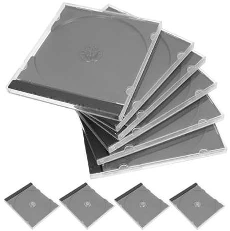 NAMOARLY Custodia Trasparente per CD 10 Pezzi Vassoio Nero in Plastica, Contenitore per Conservazione Dischi per Casa, Ufficio e Scuola, Protezione Sicura e Visibilità Contenuto