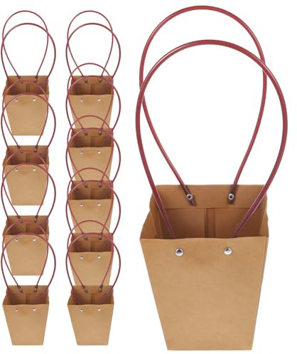 NUSITOU Borsa di Carta Kraft Gialla Media, Set da 10 Pezzi per Fiori Secchi e Piante in Vaso, Sacchetto Regalo Pratico e Resistente per Confezioni Regalo e Decorazioni Casa