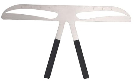 outdoorm Augenbrauenlineal mit 3-Punkt-Positionierung, Edelstahl-Augenbrauenmesswerkzeug und Schablone (Standard-Augenbrauen-Holzboxverpackung)