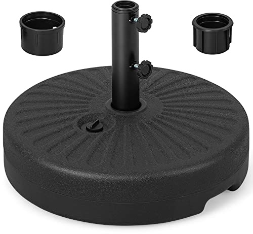 COSTWAY Base Rotonda per Ombrellone 20 L, Supporto Pesante per Ombrellone da Patio, Compatibile con Aste da 38 e 48 mm, Base Ricaricabile con Sabbia e Acqua per Cortile, Giardino e Piscina