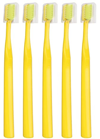 Interdentalborste tandborste för hängslen, 5-pack, mjuka borst, ergonomiskt handtag, praktisk rengöring för implantatbärare och barn med byte av tänder (Żółty)