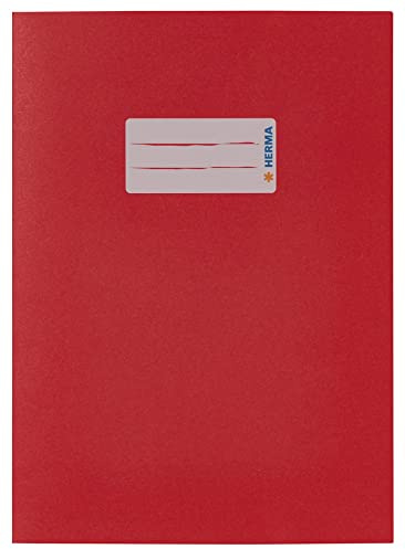HERMA 5502 Heftumschläge A5 Papier Rot, 10 Stück, Hefthüllen mit Beschriftungsfeld aus kräftigem Recycling Altpapier & satten Farben, Heftschoner Set für Schulhefte, farbig