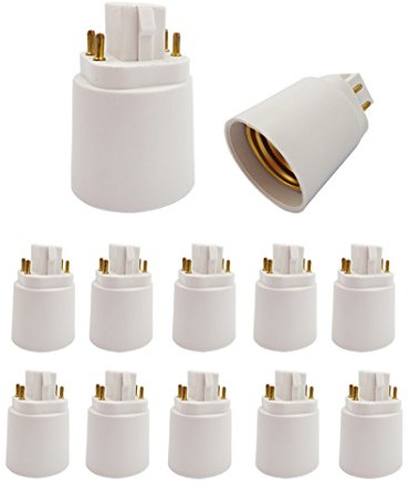 15-Pack 4P Gx24q to E26 Lamp Base Converter,15.5mm G24Q to E26/e27, Gx24q to E26 Adapter,Lamp Holder Converter, Rohs,Need Bypass Ballast.