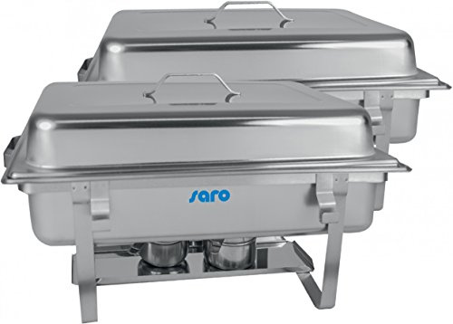 SARO Chafing Dish Twin-Pack – Mit 1× 1/1 GN, 1× 1/2 GN, 2× 1/4 GN – Edelstahl – Inkl. Zwischenstegen & Brennpastenhaltern – Modell ELENA