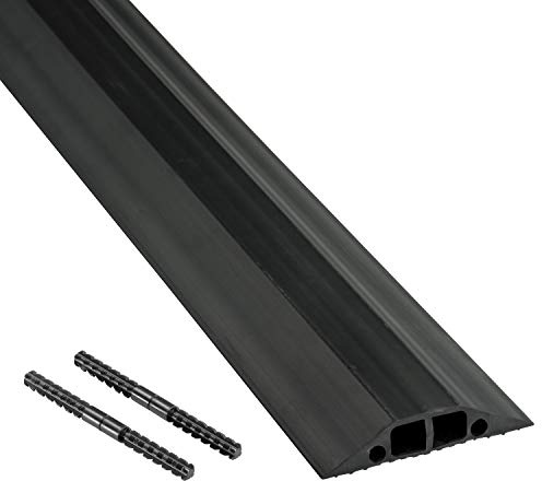 D-Line Boden Kabelbrücke FC83B/2C/9M mit Steckverbindung | Modular gefertigte Schlauchbrücke | Für Fußverkehr geeignete Boden-Kabelabdeckung | Boden-Kabelkanal 83x15mm Breit, 9m Länge - Schwarz