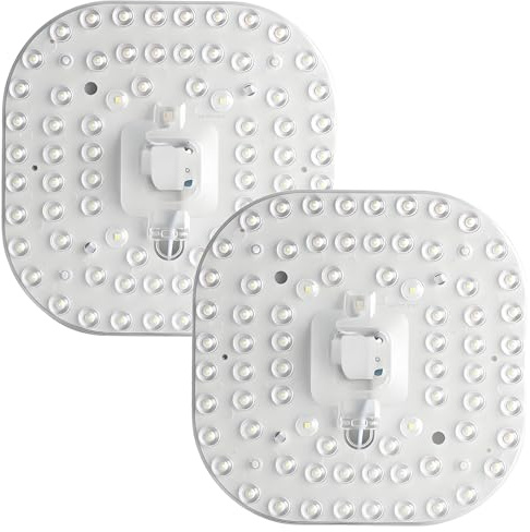 WULUN Modulo LED Circolare Quadrata, Kit di conversione soffitto da 36 Watt, Con Magnete, Bianco Freddo 6000K, Pannello a LED, 8.27 pollici, 3200 lumen, 165V-265V, Non dimmabile, 2 Pezzi