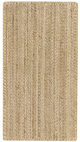 HAMID - Rug Jute Granada Natural Colour, Jute Rug, Area Rug 100% Jute Fibre, Handmade, Braided Rug for Home, Living Room, Floor Carpet, (110x60)