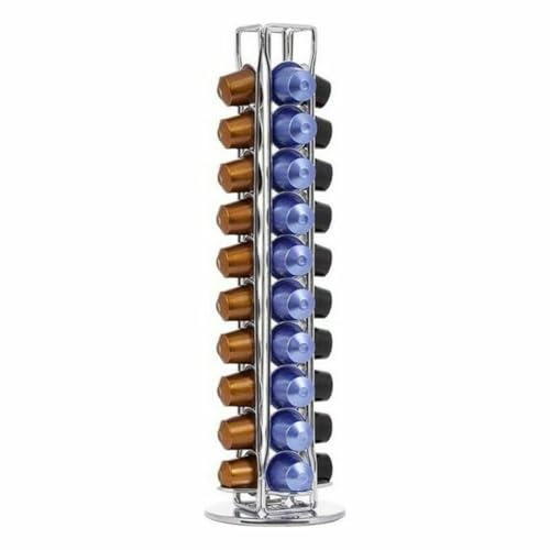 Quttin Soporte 40 Capsulas Cafe Rotatorio café, Acero Inoxidable, Multicolor