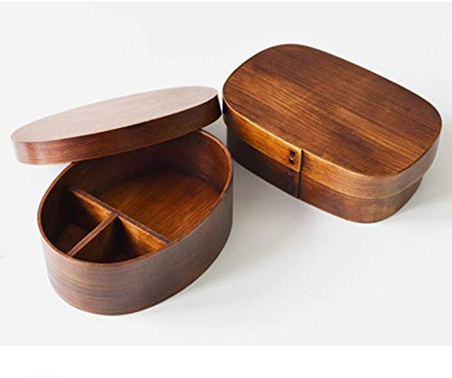 SNAWEN Caja De Almuerzo para Niños Caja De Madera Bento Caja De Sushi Caja De Almuerzo De Madera Caja De Bento Ecológico para Niños Escuela De Trabajo De Adultos,Square