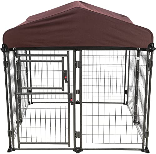 TRIXIE Deluxe Outdoor Hundehütte mit Abdeckung, tragbar und erweiterbar, strapazierfähig, Zwingersystem, abschließbar, faltbar, einfach zu verstauen, mittelgroß