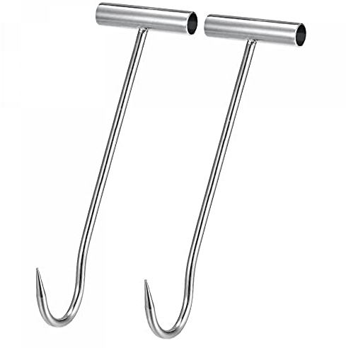 uxcell 11.8inch T-Handle Meat Boning Hook, Galvanized T Hooks for Kitchen Butcher Shop Restaurant 2Pcs