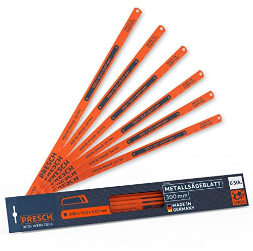 Presch Lama di Sega Metallo 300mm 6pz - Seghetto per Ferro, Metalli Non Ferrosi (Rame), Acciaio Inossidabile, Plexiglas, Plastica