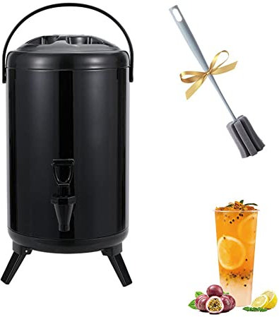 Ledpower Heißwasserspender Mit Wasserhahn, Edelstahl-Heißwassertopf-Thermostat, Wärmespeicherfass Für Milch, Tee, Bier, Kaffee, Isoliert/Black/10L