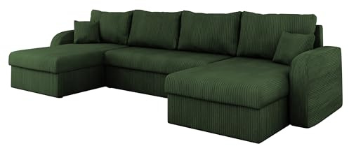 Mirjan24 Ecksofa Kristofer U Cord, Design Eckcouch Couch mit Schlaffunktion, DREI Bettkasten, Wohnlandschaft, Bettfunktion, U-Form Sofa, Seite Universal, Farbauswahl (Poso 14)