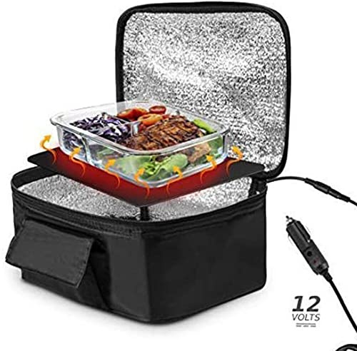 Surakey kylväska bil 12 V, elektrisk termisk kylväska picknickväska lunchväska, vikbar, isolerad, vattentät, svart