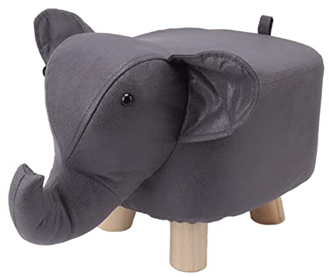 Jeanoko Tier-Fußhocker in Elefantenform, rutschfest, Geräuschlos, Bequem, Stabil, Niedlicher Mehrzweck-Hocker, Ottomane, Gepolsterter Kissenstuhl für Kinder (Dunkelgrau)