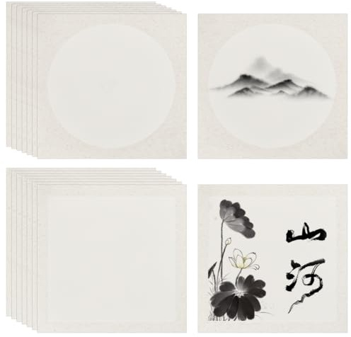 PH PandaHall 20 Blatt Xuan Papier Vormontiertes Shikishi Papier 33cm Shikishi Brett Chinesische Kalligraphie Zubehör Zeichnen Reispapier Für Sumie Malerei Graffiti Wandkunst Dekoration Frühlingsfest