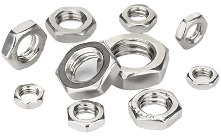 NORAZE M3 M4 M5 M6 M8 M10 M12 M14 M16 M20 304 Edelstahl Flache Sechskant Sechskant Dünne Mutter Kontermuttern Wafer Niedrige Dünne Kontermutter (Color : Silver, Size : M16-1pcs)