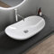 doporro Lavabo sobre Encimera Blano Brillante de Cerámica 63x37x14cm Lavabo de Mano Ovalado Brüssel858